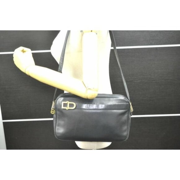 Retro Dior Black Leather 2-way Shoulder Bag or Clutch w Gold Accents - Picture 11 of 11